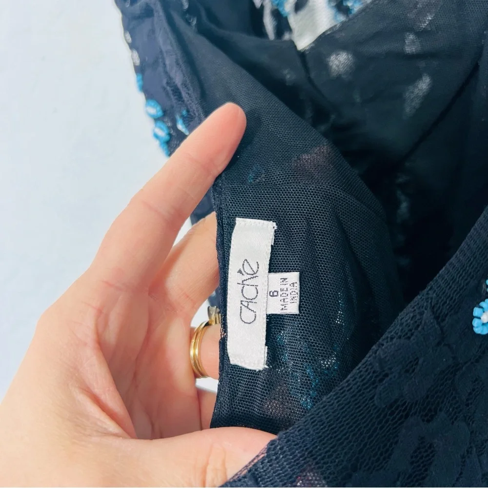 Vintage Cache Beaded Lace Halter Top 6 - Picture 11 of 13
